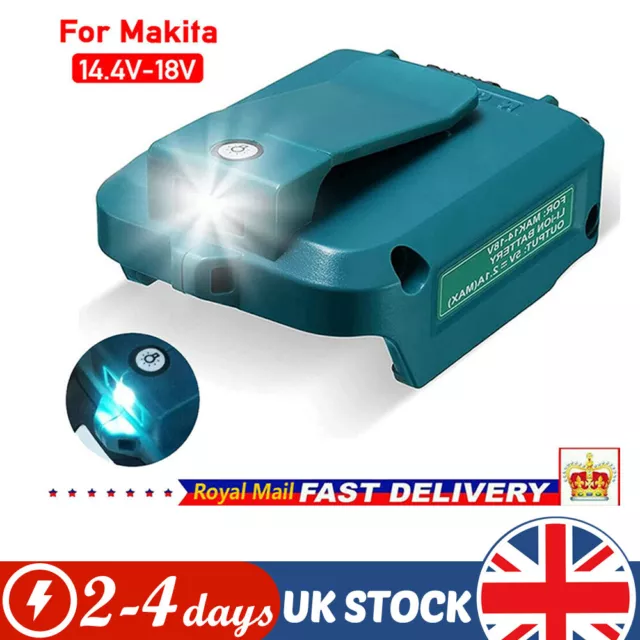 UK For Makita 14.4V-18V Li-ion Battery USB Charging Power Source Charger Adapter