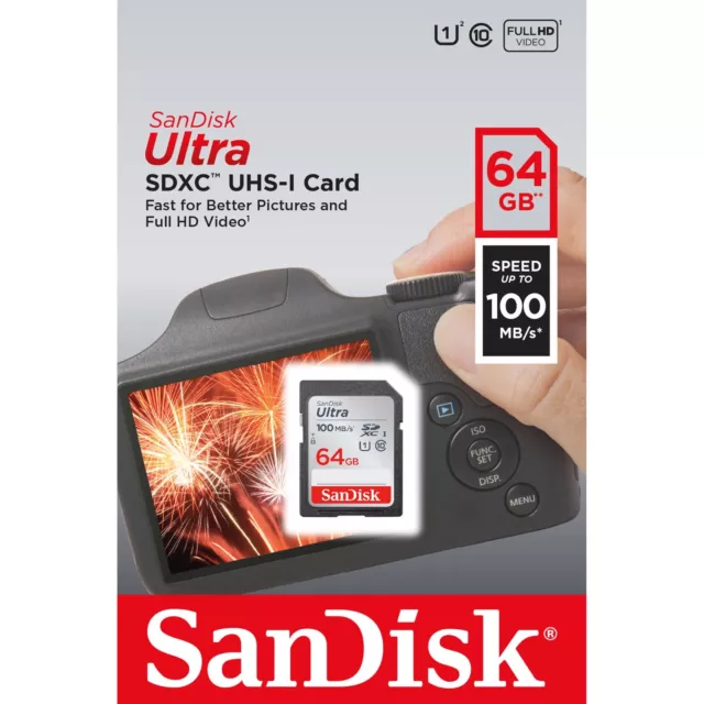 SanDisk Ultra SD 32GB/64GB/128GB Class10 UHS-I Carte Mémoire SDHC 100MB/S -uk