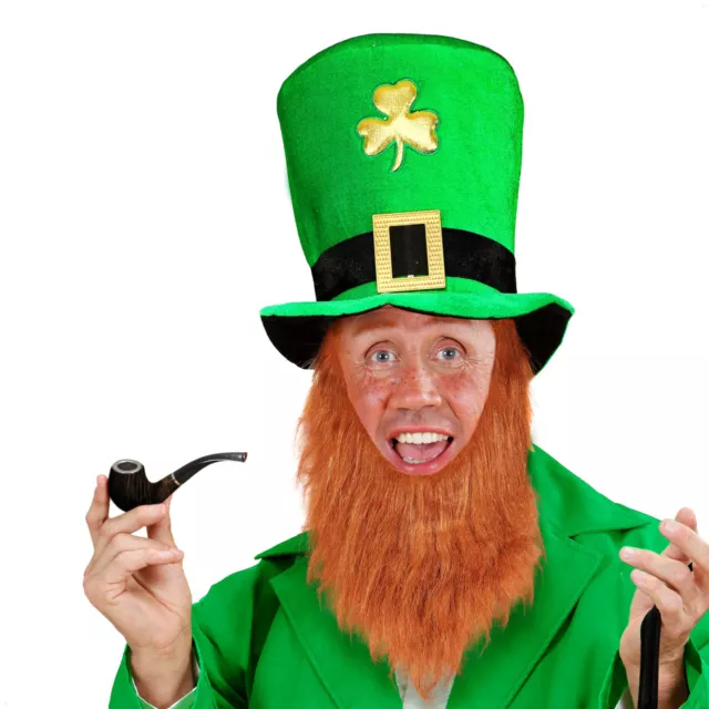 St. Patrick's Day Kostüm Set - Grüner Hut mit Bart und Pfeife 2
