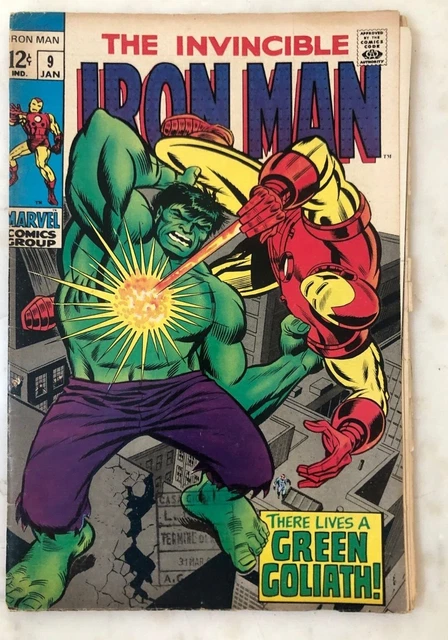 Marvel Original Comic Iron Man N 9 Jan 1969 Hulk Vs Iron Man
