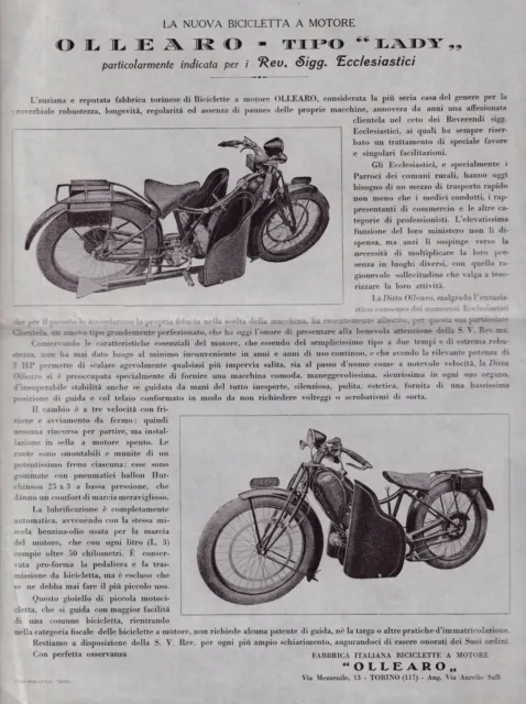 Bicicletta a Motore Lady per Preti Ollearo Neftali  Volantino Motocicletta 1930