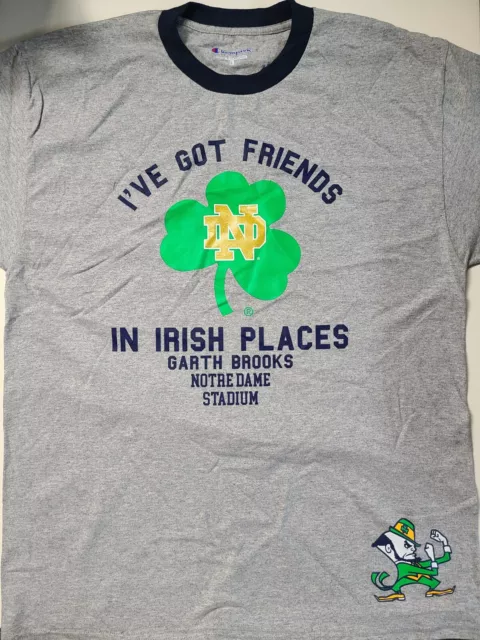 GARTH BROOKS Stadium Tour Notre Dame I Got Friends In Irish Places Large Tee