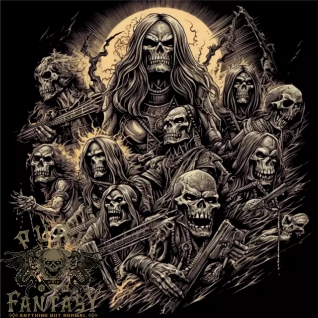 Heavy Metal Skull Rock Band Biker Music Grim Reaper Mens Cotton T-Shirt Tee Top