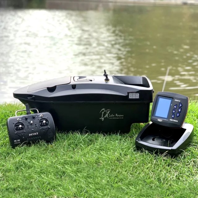 Lake Reaper Carp Fishing Bait Boat LED GPS Fish Finder Single Hand Control Black 2