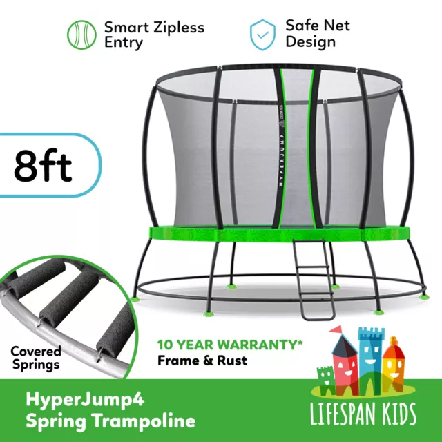 Lifespan Kids 8ft HyperJump4 Spring Trampoline Enclosure Net + Ladder AUS TESTED