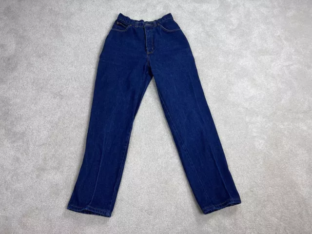 Vintage Lands End Womens 8 Blue Denim Cotton Straight Leg Square Rigger USA Made