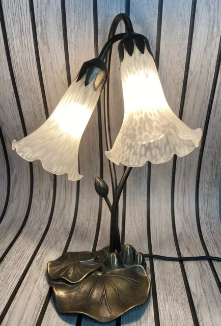 Vintage Tiffany Style Table Lamp Lily Pad 42cm approx Tested & Working