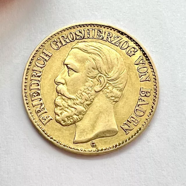 *** 10 Mark Gold, Kaiserreich, Baden Friedrich Großherzog,  1890 G, J 188 ***