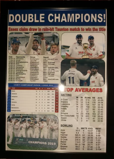 Essex CCC 2019 County Champions - framed print