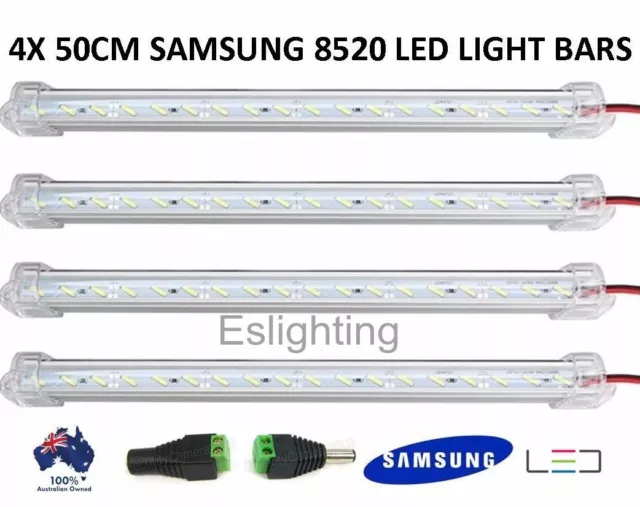 4X 50Cm 12V 8520 Clear Led Strip Light Bar Caravan Camping Boat Tent Fishing