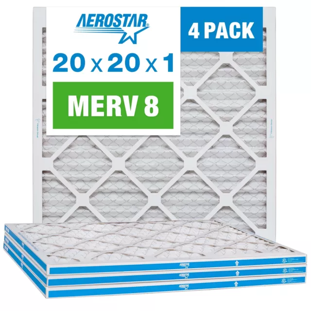 20x20x1 MERV 8 Pleated Air Filter, AC Furnace Air Filter, 4 Pack