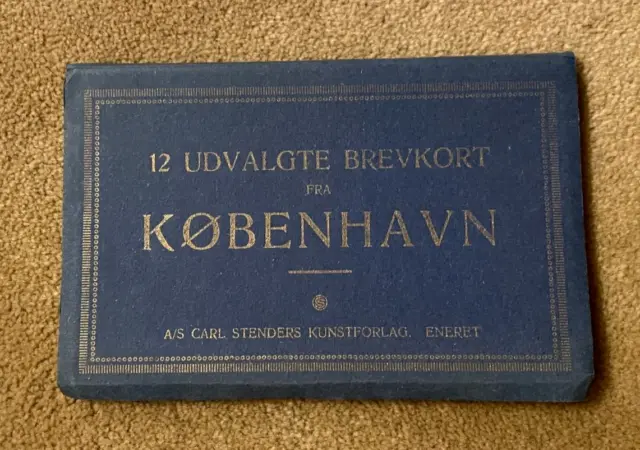 Vintage Postcard Book of 12 Copenhagen scenes; Early 20thC Cards Carl Stenders K