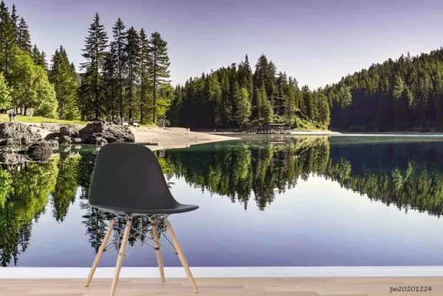 3D Forest Lake Landscape Wallpaper Wall Murals Removable Wallpaper