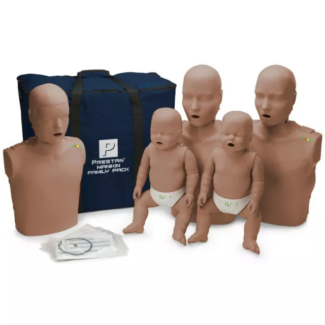 Prestan PP-FM-500M-DS (2)Adult, (1)Child & (2)Infant Dark Skin CPR Manikins