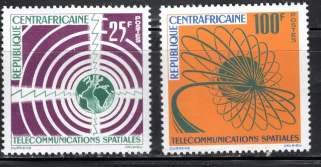 Central African Republic Stamp Scott #25-26, Telecommunications, MLH, SCV$2.65