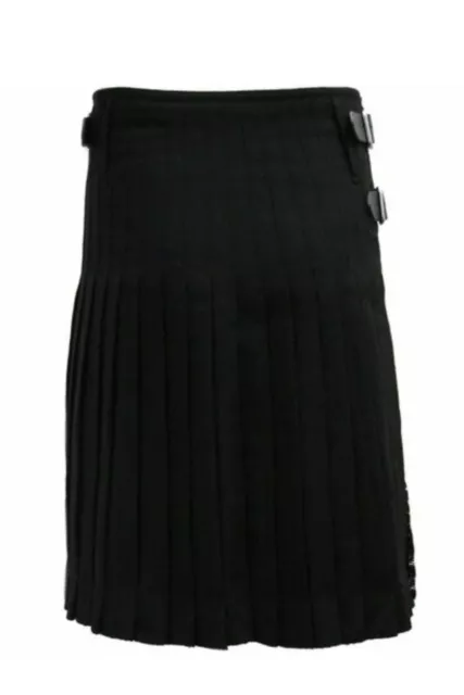 Tartanista da uomo deluxe nero semplice kilt taglia 42