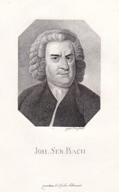 Johann Sebastian Bach composer Organist Violonist Barock Portrait engraving 1820