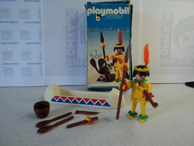 PLAYMOBIL VINTAGE INDIENS chef chasseur cheval arc flèches 3580 de 1980