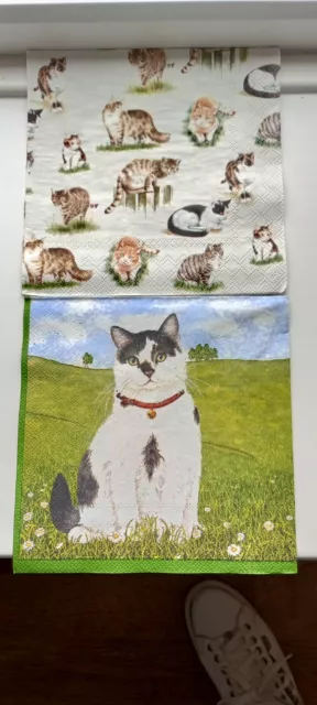 6 Decoupage Papier Servietten Katzen (selten)
