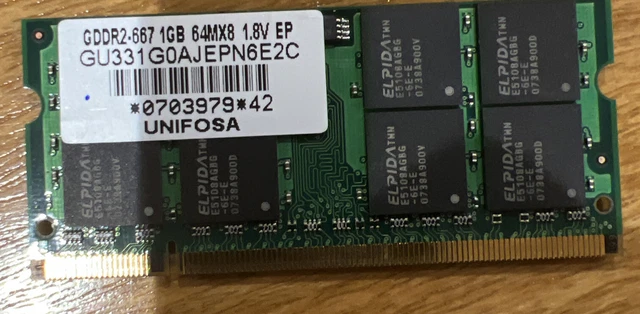 Unifosa GU331G0AJEPN6E2E GDDR2-667 1GB SODIMM Memory RAM 18G10D106-H0