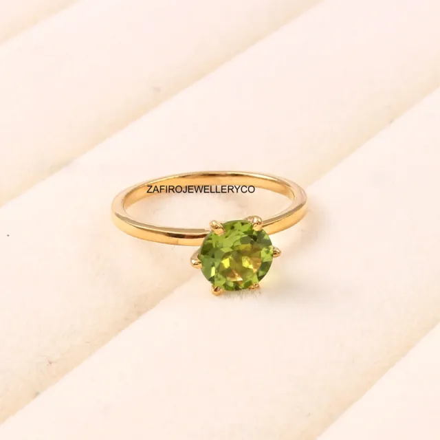 NATURAL PERIDOT RING 925 Sterling Silver August Birthstone Solitaire ...