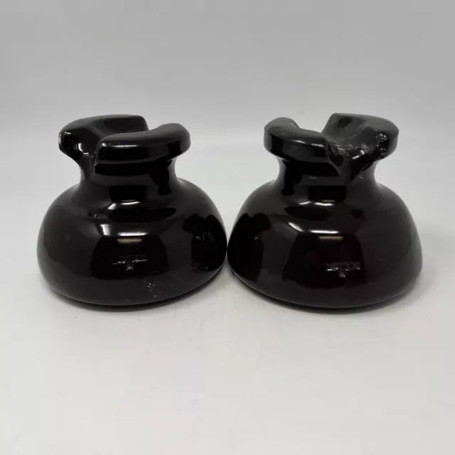 Vintage Set Of 2 Locke Brown Ceramic Porcelain Mushroom Electric Insulator