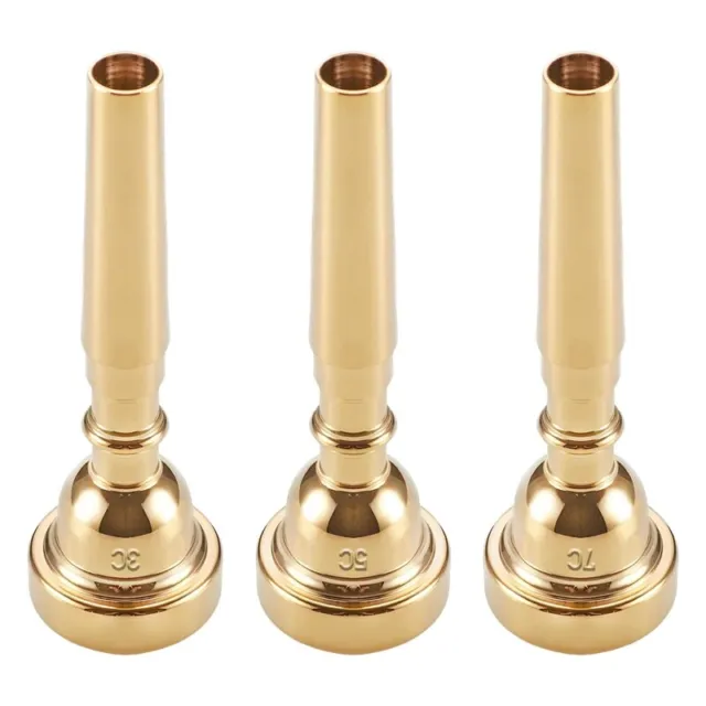 3PCS Trumpet Mounthpiece Set(3C 5C 7C) Gold Plated for Beginner Musical2442
