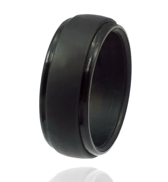 SILICONE WEDDING RING for Men by LiveLife BLACK GROOVE Rubber Band (Single Pack) 2