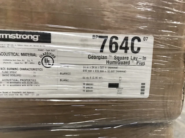 Armstrong 764C Georgian Ceiling Tiles 1 Case White 24"x24"