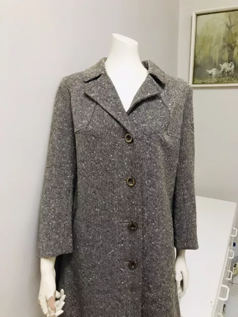 Original Vintage 60s Coat Wool , Speckled Brown, Large Size , Retro Rockabilly