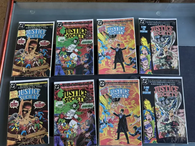 America vs The Justice Society #1-#4 Complete Mini-series LOT (DC, 1985, VF/NM)