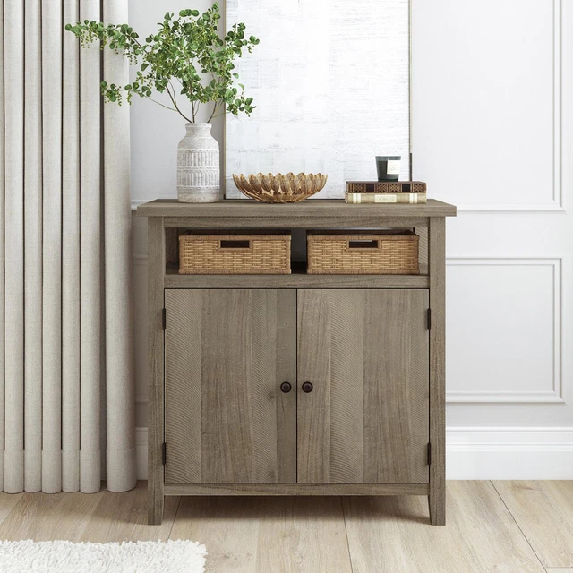Vifah Xavier Rough Sawn Wood Console Cabinet - Gray Wash  MSRP $489.95