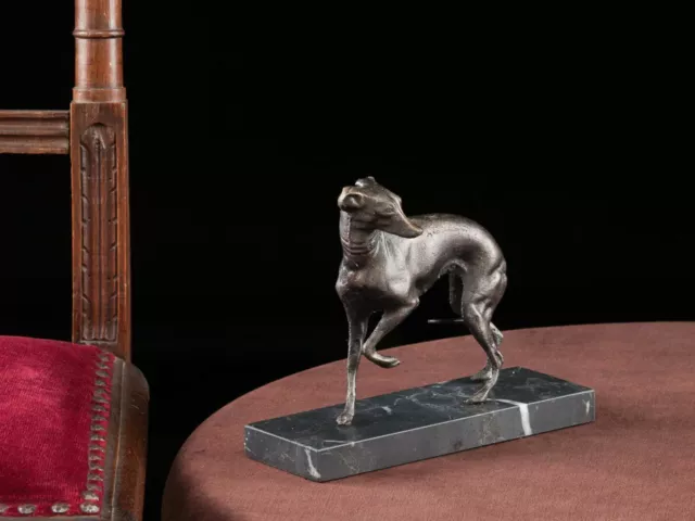 Statuette de lévrier/chien de chasse - métal/aspect bronze 2