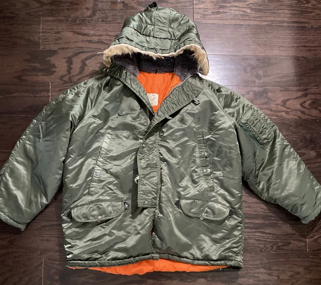 Vintage N3B Air Crew Alpha Industries Flight Jacket Parka USAF 59 Fur Trim Sz 50