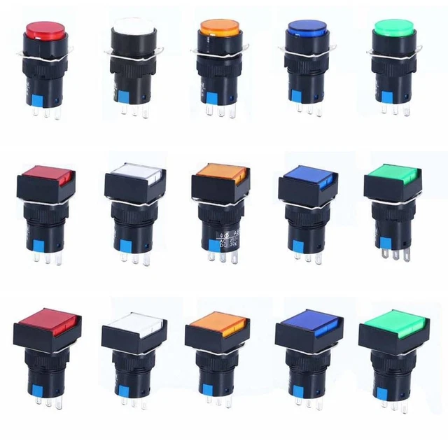 Linkstyle 12-Pack 12mm Latching Push Button Switch – Self-Locking, 2-Pin Pre-Wired, 3A 12/24V DC Or 120V AC, For Car, Truck, Lights, DIY (6 Red + 6 Green)
