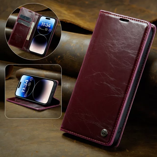 Genuine CaseMe Leather Flip Wallet Card Case Cover For iPhone 14 13 12 Pro X Max