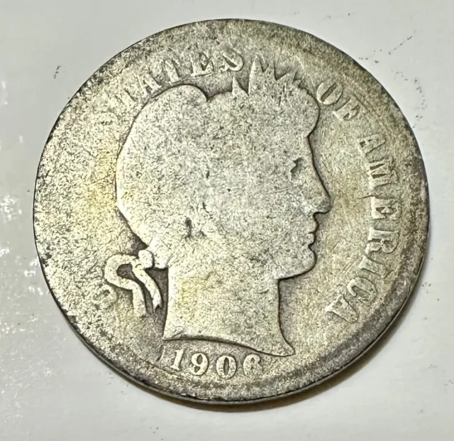 Lightly Toned 1906 Barber Dime, AG About Good, #0319