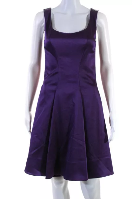 ZAC Zac Posen Womens Betty Ribbed Satin Swing Dress Purple Size 2