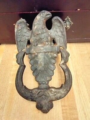Vintage ornate Cast Iron Antique Victorian AMERICAN EAGLE Door Knocker USA