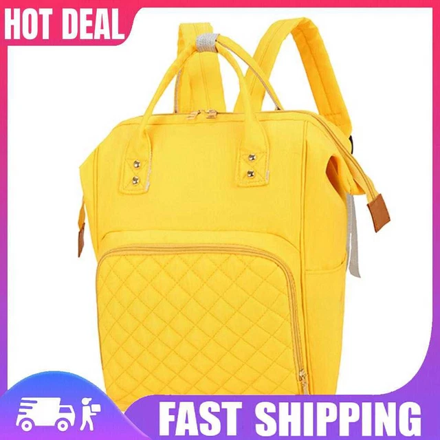 Pure Color Mommy Travel Backpacks Nylon Large Maternity Nappy Bags (Yellow)