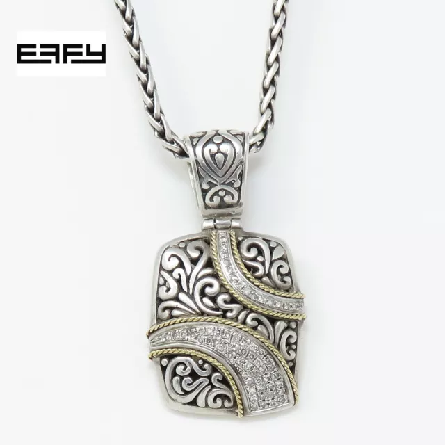 NYJEWEL EFFY BH Balissima 18k Gold 925 Silver 0.5ct Diamond Pendant Necklace 18"