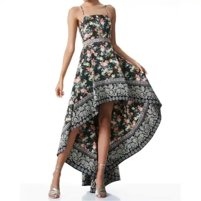 Alice + Olivia Florence High Low Maxi Dress Gown Dream Castle Print Floral