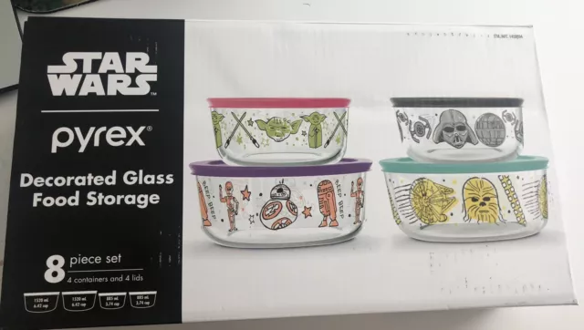 Pyrex, STARWARS Themed, Decorated Glass Food Storage 8 piece set