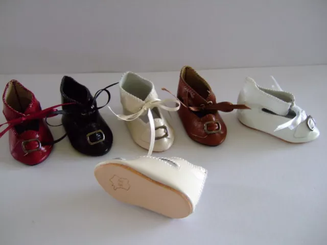 CHAUSSURES en CUIR JU8(6.5cm) pour POUPEE ANCIENNE DOLL SHOES-  G.BRAVOT -FRANCE