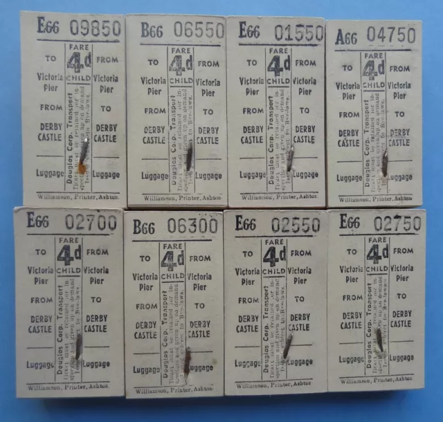 Vintage ISLE OF MAN pre-decimal Bus tickets ( 8 bundles of 50 tickets ) 400