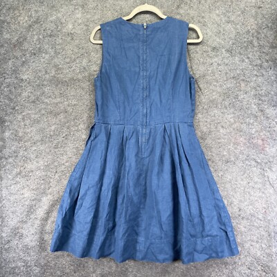 Gap Fit & Flare Linen Dress Womens 8 Sleeveless Blue