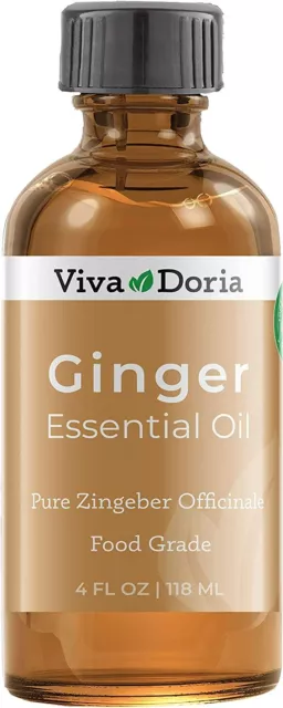 Viva Doria Pure Ginger Essential Oil, Undiluted, Food Grade 4 Fl oz