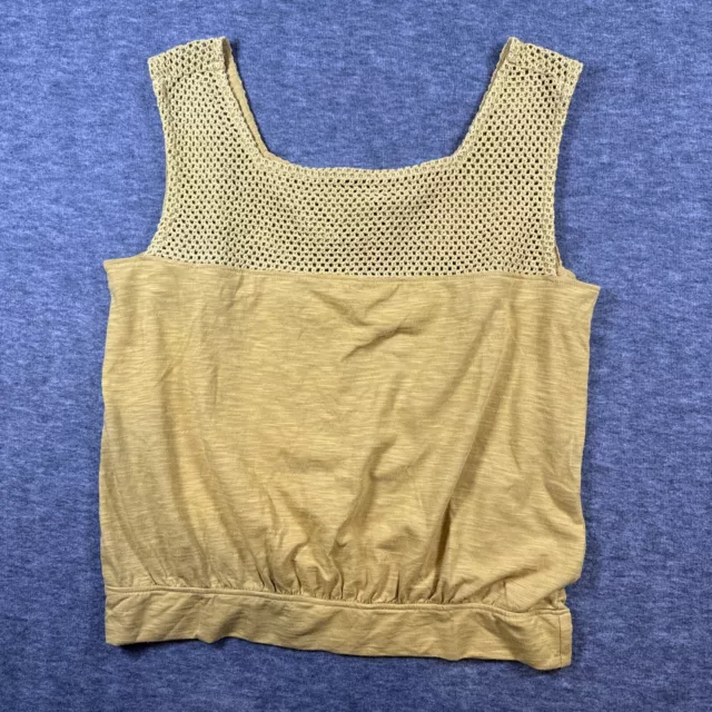 Nuevo con etiquetas prAna Mujeres Abbott Pass Camiseta sin mangas Canella oro orgánico mezcla algodón recortada talla S