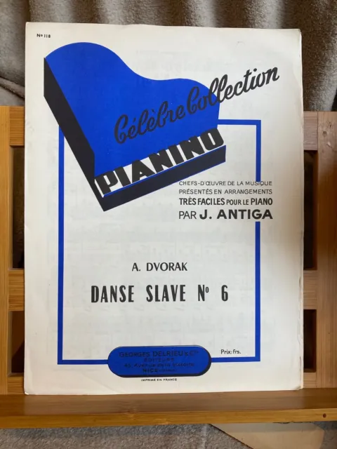 Dvorak Danse Slave n°6 partition facile pour piano J. Antiga éd. Delrieu 118