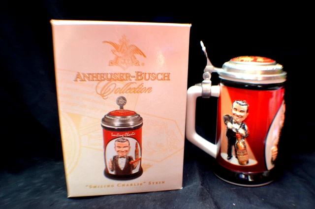 2006 Budweiser Smiling Charlie lidded stein CS657  NIB